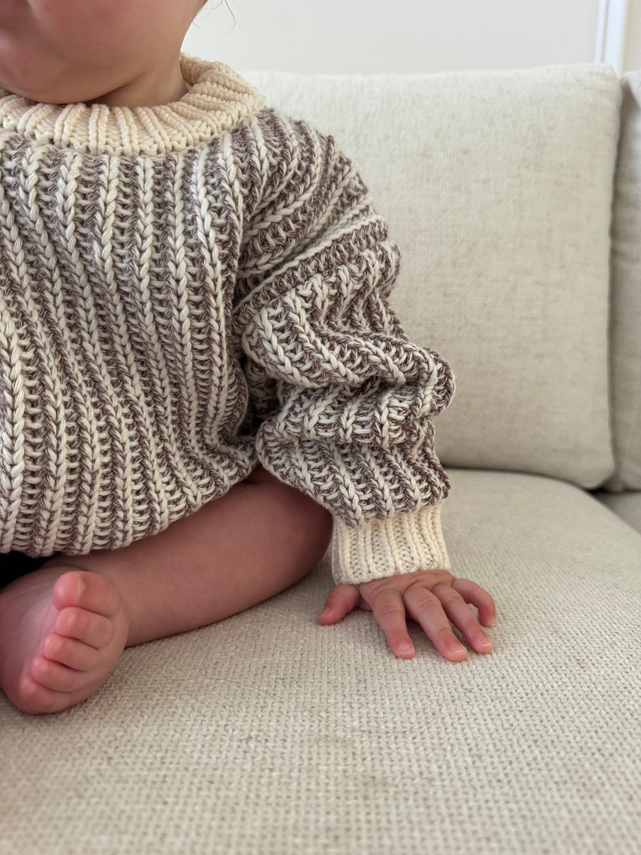 Oversized Cable Knit Sweater - Brown – Purely Little