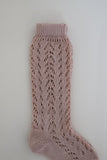 Perle Openwork Knee Socks - Old Rose
