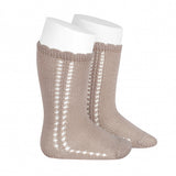 Side Openwork Knee Socks - Pale Mauve