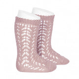 Perle Openwork Knee Socks - Old Rose