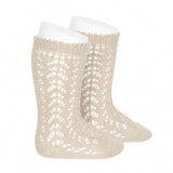 Perle Openwork Knee Socks -  Linen
