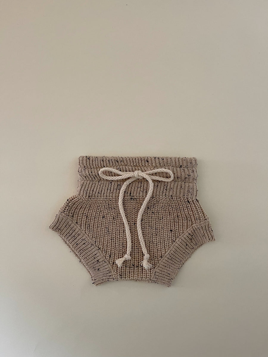 Speckled Chunky Knit Bloomers Beige Purely Little