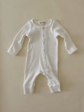 Ribbed Romper Jumpsuit - Dove White