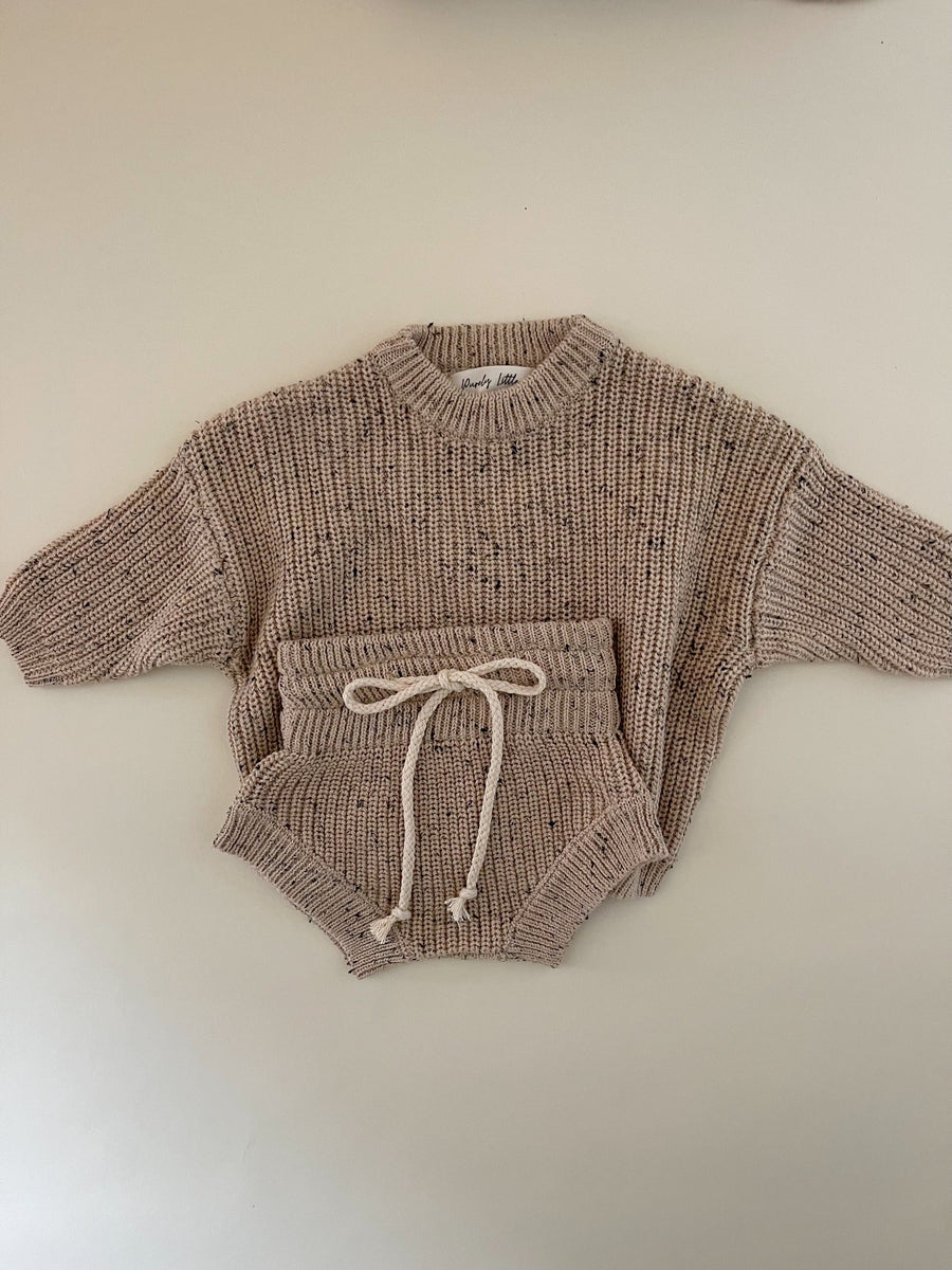 Speckled Chunky Knit Sweater Beige Purely Little