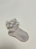 Ankle Sock w/Lace & Bow -Linen