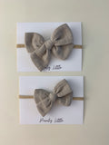 Small Gauze Bow Headband - Stone