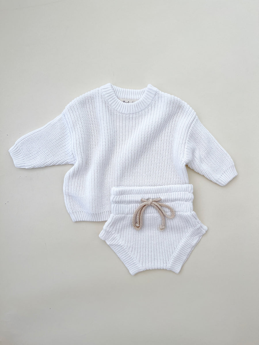 Chunky Knit Sweater White Purely Little