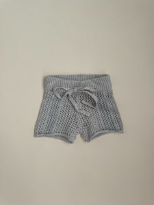 Openwork Knit Shorts - Grey