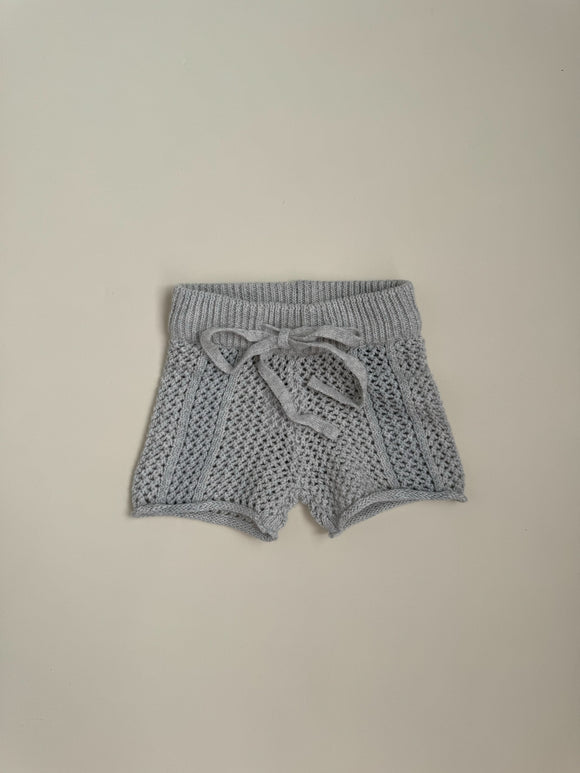 Openwork Knit Shorts - Grey