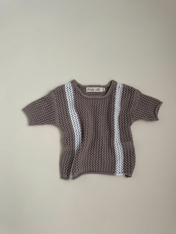 Openwork Knit Shirt - Brown