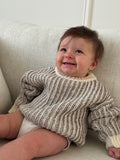 Oversized Cable Knit Sweater - Brown
