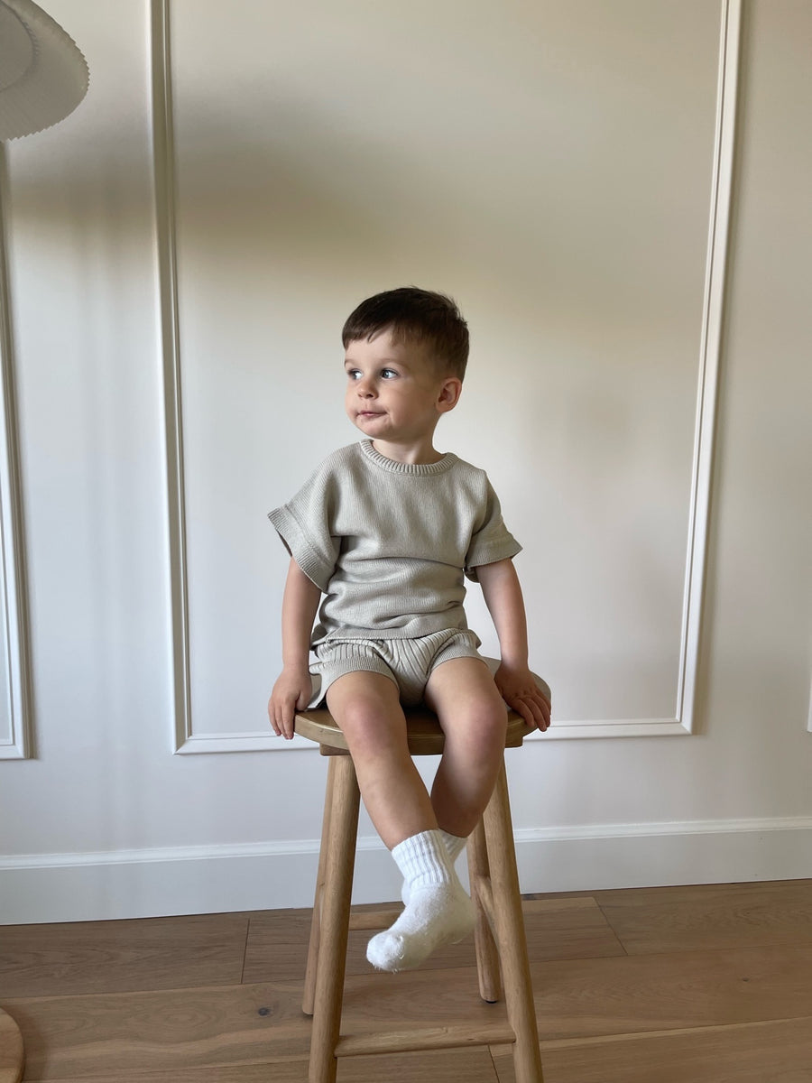 Ribbed Two Piece Set Grey Purely Little