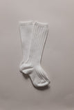 Ribbed High Knee Socks - Cream