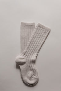 Ribbed High Knee Socks - Linen