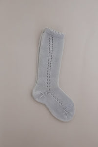 Side Openwork Knee Socks - PEARLY