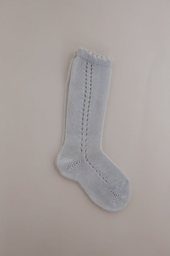 Side Openwork Knee Socks - PEARLY