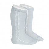 Side Openwork Knee Socks - PEARLY