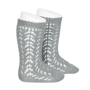 Perle Openwork Knee Socks - Dry Green