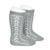 Perle Openwork Knee Socks - Dry Green