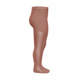 Side Openwork Warm Tights - Terracotta