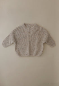Speckled Chunky Knit Sweater - Ecru