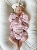 Speckled Chunky Knit Sweater - Pink