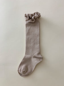 Lace Ruffle Knee Sock - Pale Mauve