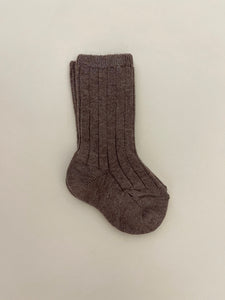 Ribbed High Knee Socks - Dark Taupe