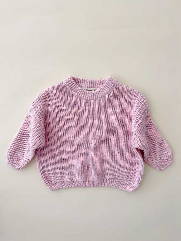 Speckled Chunky Knit Sweater - Pink