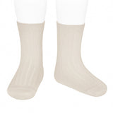 Ribbed Short Socks - Linen
