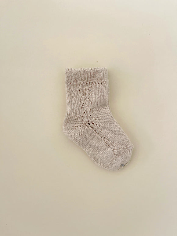 Side Openwork Ankle Socks - Linen