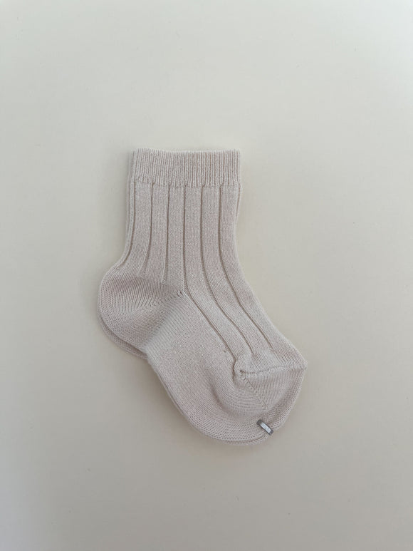 Ribbed Short Socks - Linen