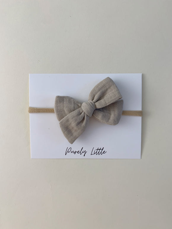 Small Gauze Bow Headband - Stone