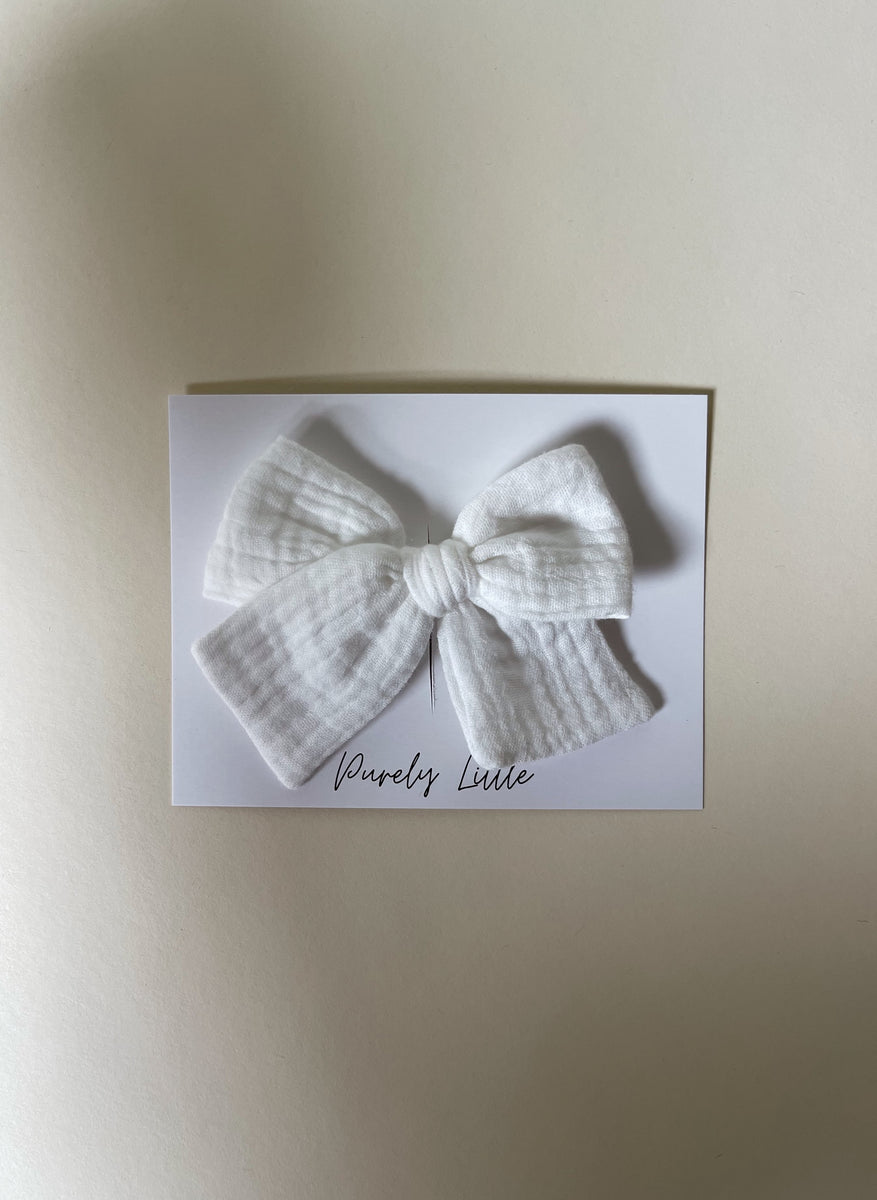 Large Gauze Bow clip Vanilla Purely Little