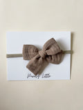 Small Gauze Bow Headband - Chestnut