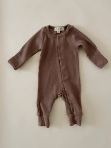 Ribbed Romper Jumpsuit - Taupe