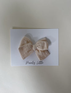 Small Gauze Bow clip - Apricot