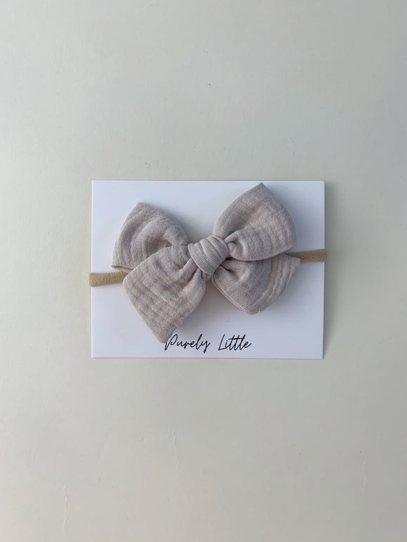 Large Gauze Bow Headband - Dusty Mauve