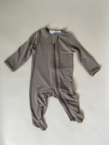 Bamboo Zipper Footie - Ash Brown