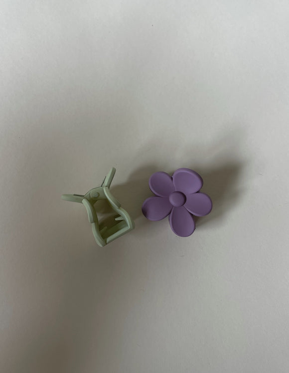 Mini Flower Claw clips - Purple/Green
