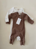 Ribbed Romper Jumpsuit - Taupe