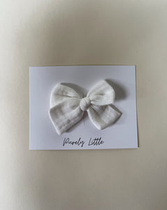 Small Gauze Bow clip - Vanilla