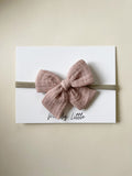 Small Gauze Bow Headband - French Pink