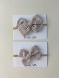 Small Gauze Bow Headband - Dusty Mauve
