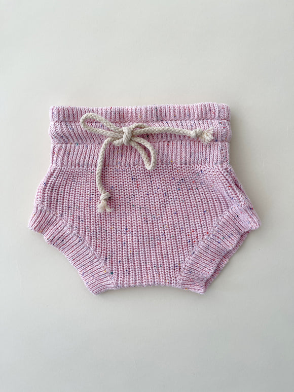 Speckled Chunky Knit Bloomers - Pink